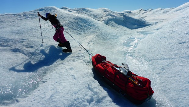 Jade Hameister carried a sled weighing 100kg in the South Pole. 