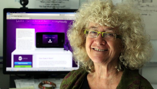 Centre Against Sexual Assault's Carolyn Worth with the 'Sara' website.