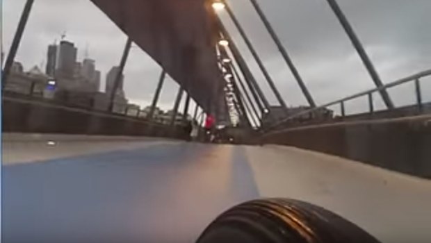 The new surface on the Goodwill Bridge has proved slippery for cyclists when wet.