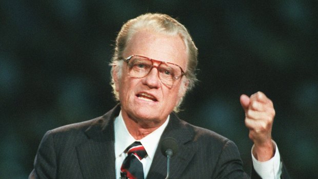 Billy Graham speaks to a huge crowd in Atlanta's Georgia Dome in 1994. 