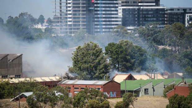 People were warned to stay away from the area due to the smoke and need for emergency services to access the site.
