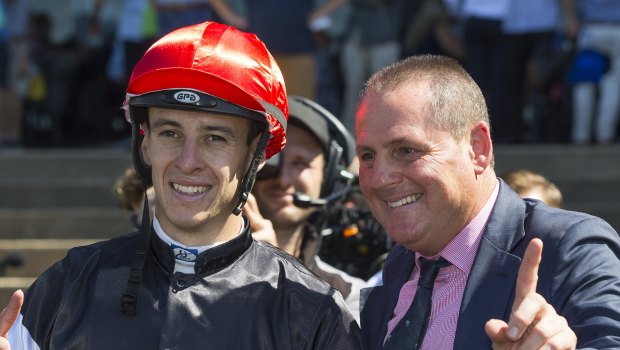 Optimistic: Grahame Begg and Jordan Childs believes Written By will be better for the look at Rosehill in the Golden Slipper.