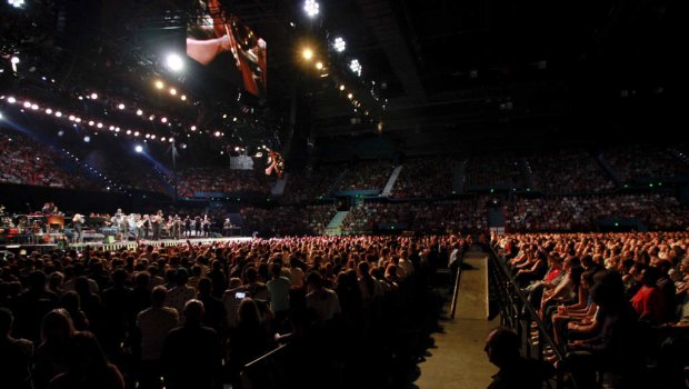 A packed Bruce Springsteen concert at the Brisbane Entertainment Centre.