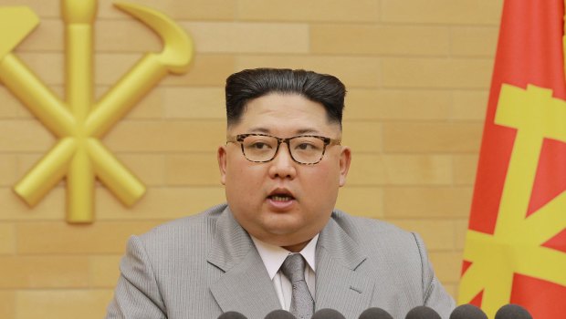 Kim Jong-un delivers his New Year's speech at an undisclosed location.