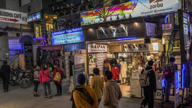 Shops in Rishikesh, India, have thrived as  more spiritual seekers from the West travelled to India looking for enlightenment.
