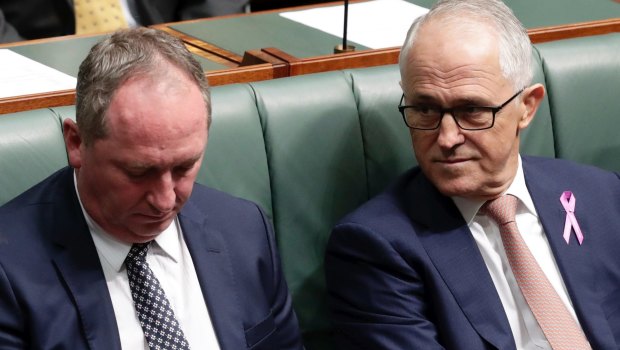 Nationals leader Barnaby Joyce and Prime Minister Malcolm Turnbull in Parliament this week