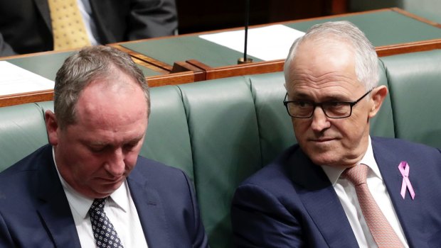 Nationals leader Barnaby Joyce and Prime Minister Malcolm Turnbull in Parliament this week