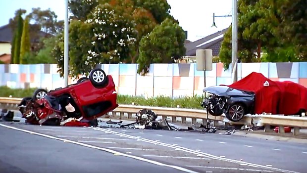 The scene of a triple car fatality in Point Cook