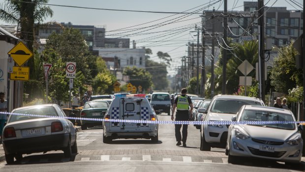 Part of Albert Street in Brunswick cordoned off as police investigate a women's death on Thursday morning.