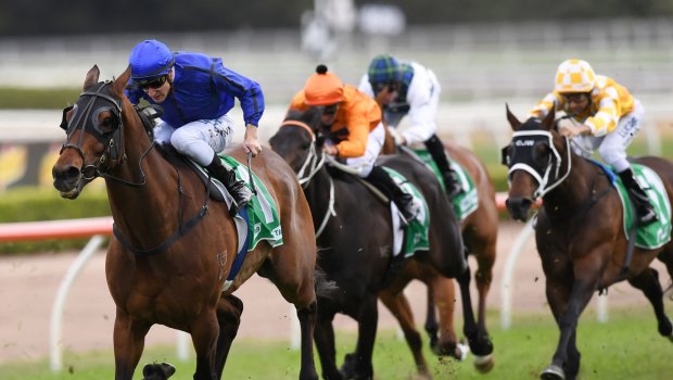 Mile better:  Happy Clapper storms away with the Epsom Handicap last spring.