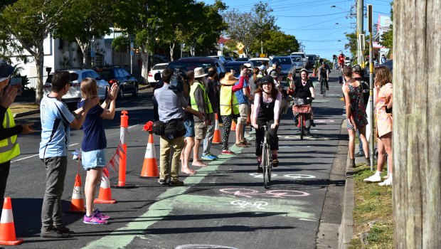 A pop-up lane protest was held at West End on Friday.