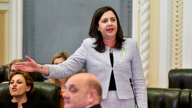Queensland Premier Annastacia Palaszczuk during Question Time at Parliament House.