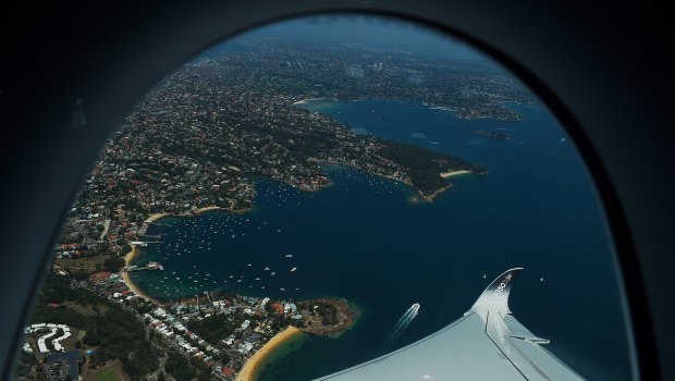 The view of Sydney from the A350's joyride. 