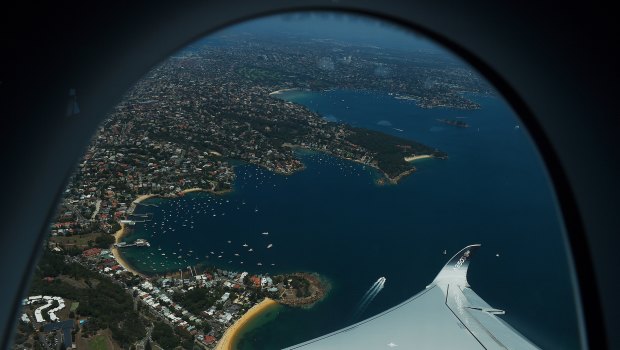 The view of Sydney from the A350's joyride. 