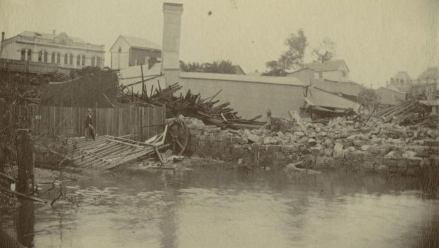 Pettigrew's sawmill flooded and destroyed in the 1893 floods.
