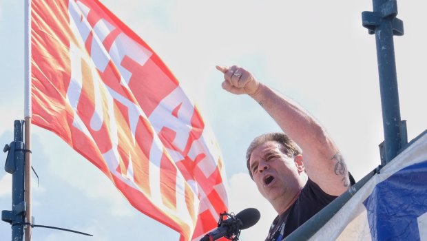 In his expletive-ridden address at the rally, John Setka congratulated the dock workers from neighbouring terminals who had illegally walked off the job on Friday.