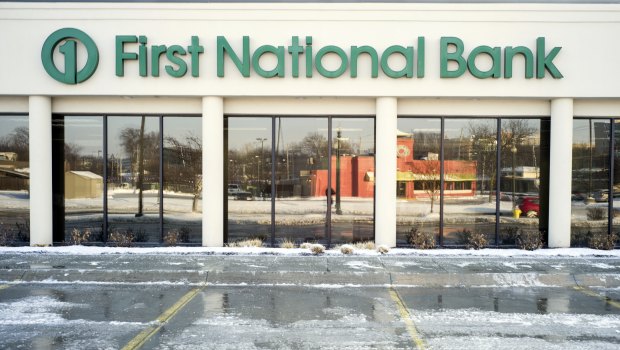 A First National Bank branch is seen in Omaha, Nebraska 