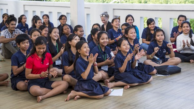 Students at the weekly assembly at the Liger Leadership Academy. 