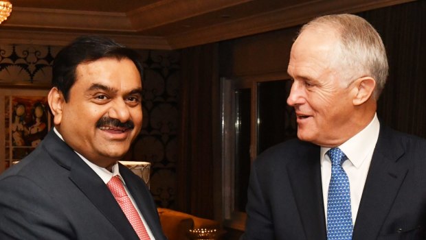 Indian mining billionaire Guatam Adani with Prime Minister Malcolm Turnbull.