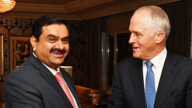 Indian mining billionaire Guatam Adani with Prime Minister Malcolm Turnbull.