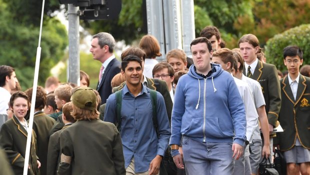 Some  Trinity students wore casual clothes to school on Tuesday to protest the sacking of Rohan Brown.