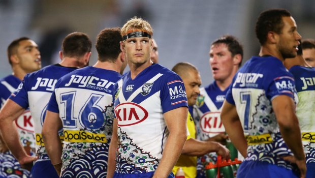 On the outer? Bulldogs prop Aiden Tolman could be leaving Belmore.