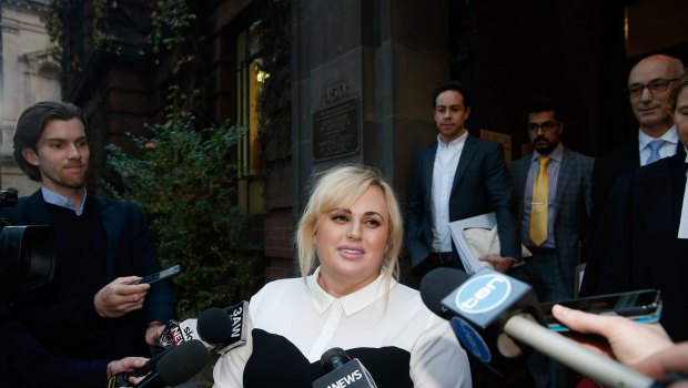 Rebel Wilson leaving the Supreme Court in Melbourne last year.