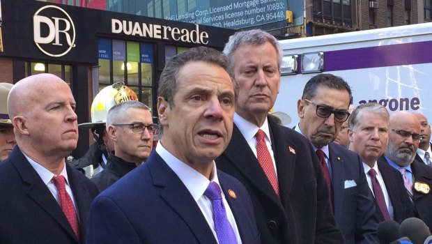 New York Governor Andrew Cuomo in the foreground.