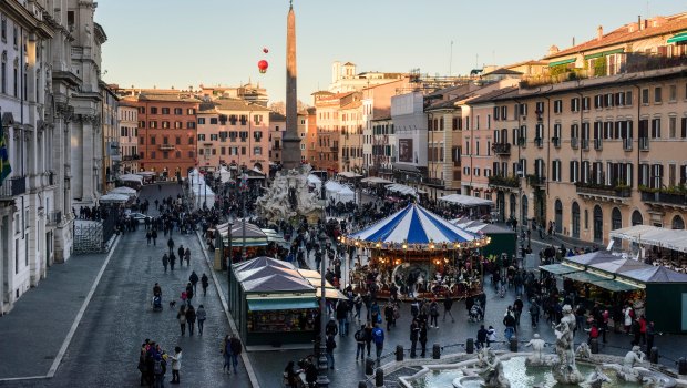The Christmas market in Rome's Piazza Navona is a shadow of what it once was.