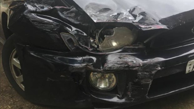 Sophie Kinnane's Subaru Impreza was damaged, but the crash could have been far worse.