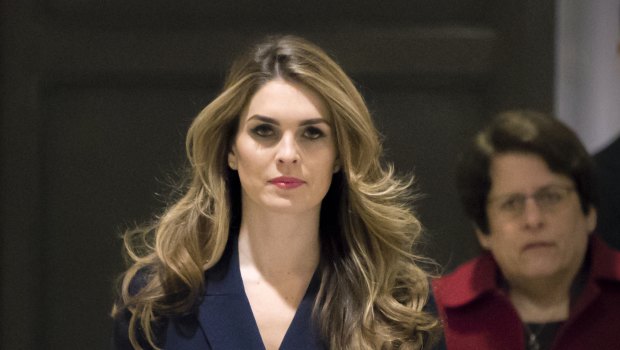 Hope Hicks, one of President Trump's closest aides and advisers, arrives to meet behind closed doors with the House Intelligence Committee, at the Capitol in Washington on Tuesday.