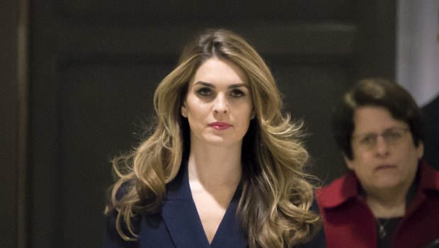 Hope Hicks, one of President Trump's closest aides and advisers, arrives to meet behind closed doors with the House Intelligence Committee, at the Capitol in Washington on Tuesday.