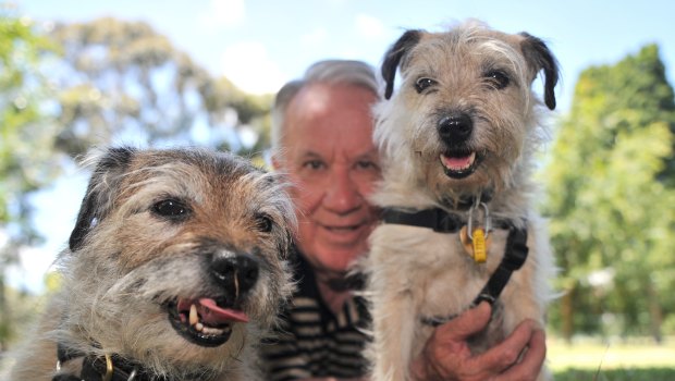 Dr Hugh Wirth with his two border terriers in 2011.