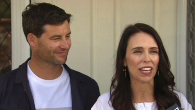 New Zealand's Prime Minister Jacinda Ardern, right, with her partner Clarke Gayford announcing in January that she is expecting her first child in June.