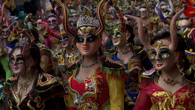 Dancers perform the traditional "Diablada" or Dance of the Devils during the Carnival in Oruro, Bolivia on Saturday.