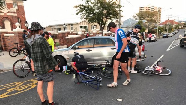 Five riders were injured in the crash.