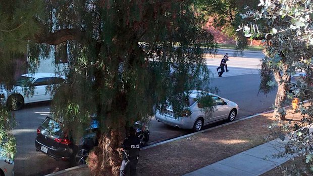 Police at the scene of a shooting in California