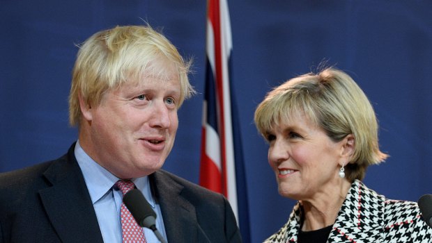 Julie Bishop with British Foreign Secretary Boris Johnson.