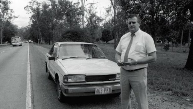 Sharron Phillips' Datsun Bluebird on Ipswich Road at Wacol in May 1986.