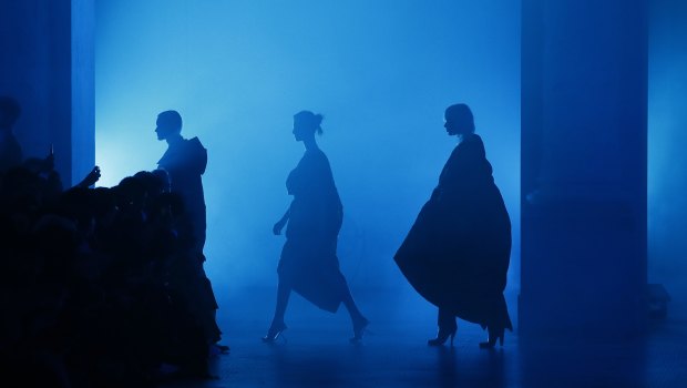 Models wear creations for Poiret's Paris presentation to mark the return of the brand after a 90-year dormancy. 