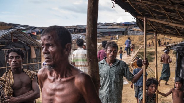 Rohingya refugees outside Cox's Bazaar in Bangladesh.
