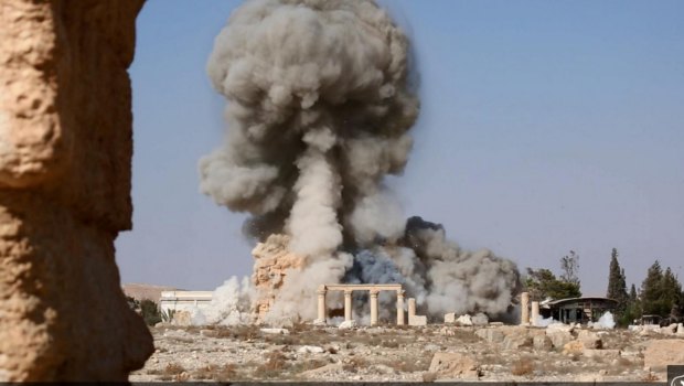 An explosion at Palmyra, Syria, during its occupation by the Islamic State militant group.