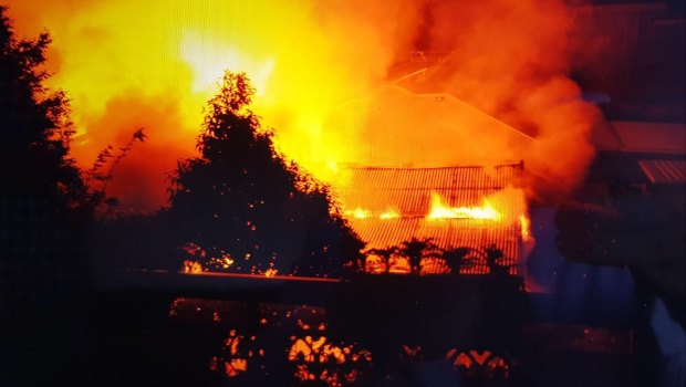 The fiery blaze that destroyed the Gymea unit and killed Jeffrey Lindsell.