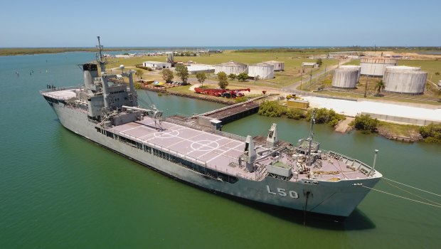 Drone aerial views of the decommissioned ex-HMAS Tobruk, in readiness for becoming an artificial reef.