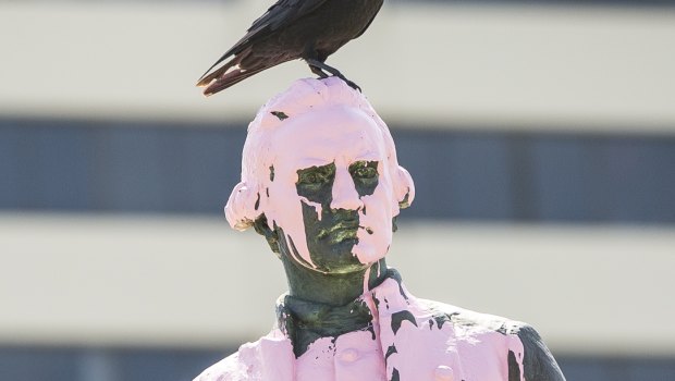 The Captain Cook statue in Saint Kilda was vandalised overnight. 