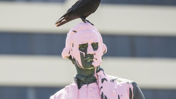 The Captain Cook statue in Saint Kilda was vandalised overnight. 