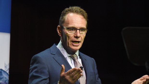 BHP CEO Andrew Mackenzie speaks at the Melbourne Mining Club in December.