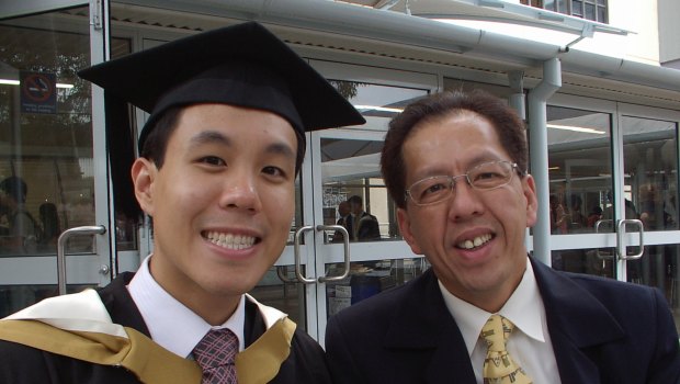 Alpha Cheng with his father Curtis.