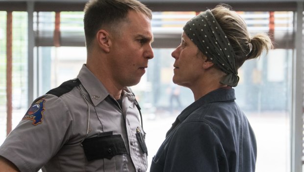 Sam Rockwell, left, and Frances McDormand in a scene from Three Billboards Outside Ebbing, Missouri. 