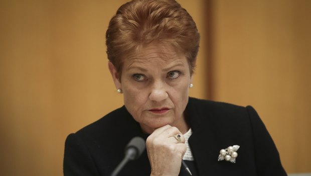 Senator Pauline Hanson during an estimates hearing in federal parliament.